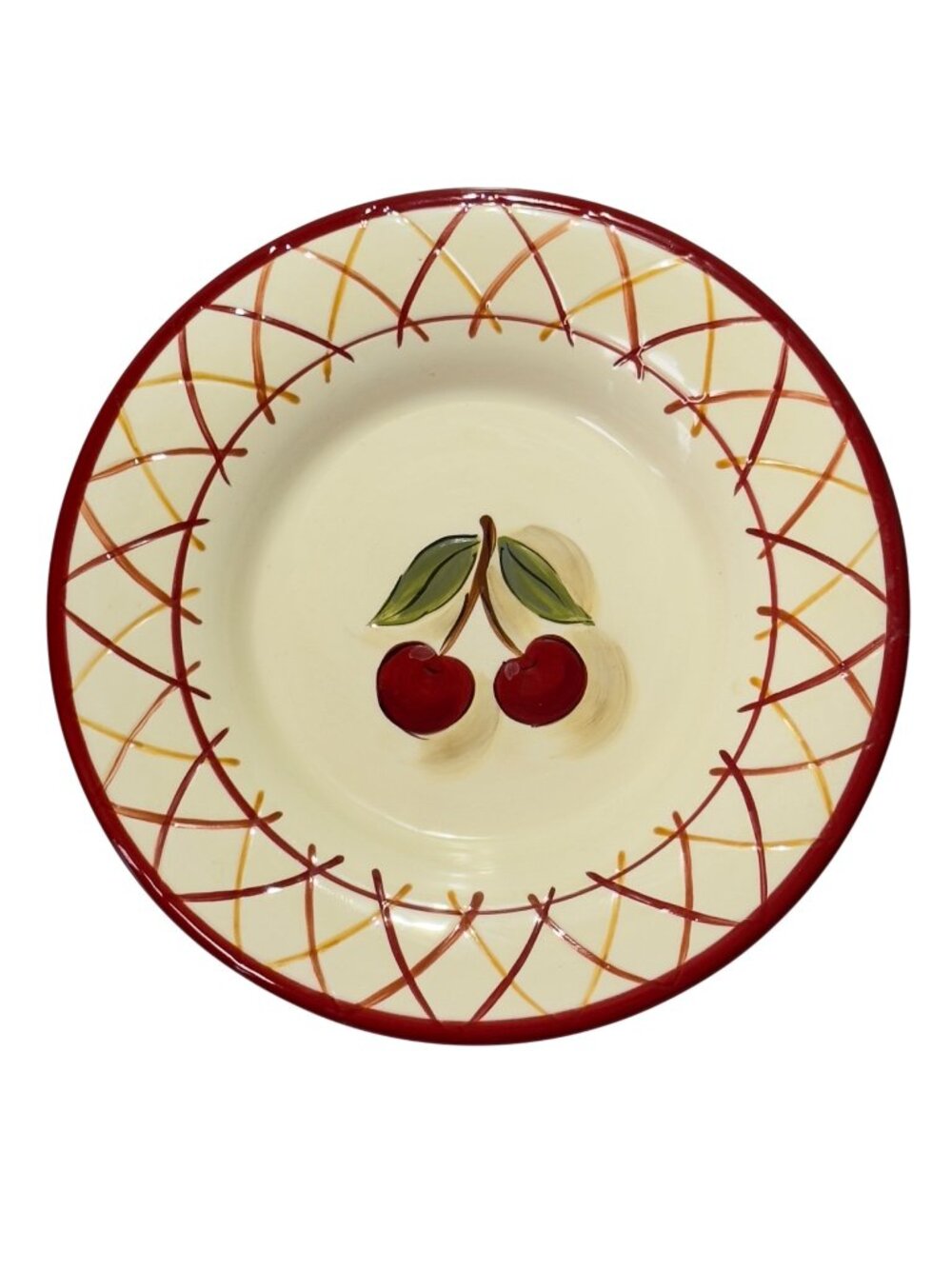 Tabletops Gallery Fruit Lattice Hand-Painted Ceramic Plate 11''